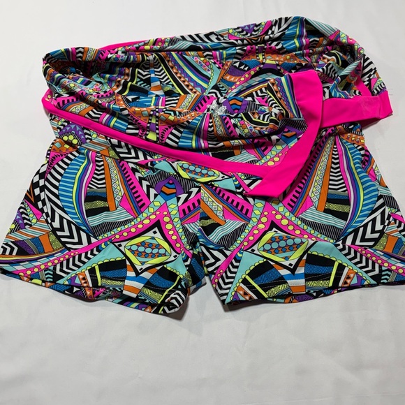 Tzu Tzu Golf Skort Medium Bright Geometric Pink Trim Athletic Tennis Skirt - Picture 5 of 8